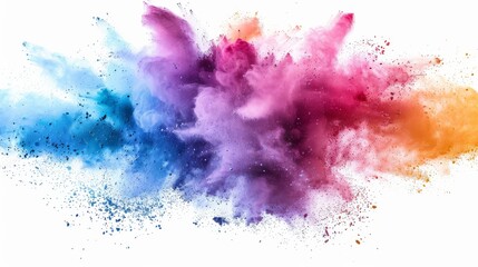 Vivid Illustration of a Dynamic Explosion of Blue, Purple, and Orange Colors Against White Background.