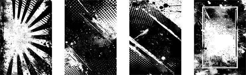 Retro distressed grunge textures collection. Grunge border vector texture background. Vector illustration of rough, dirty, grainy design.