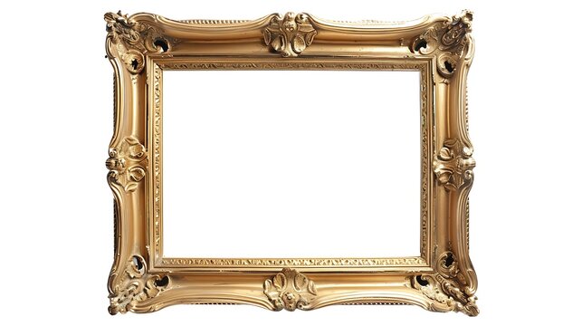 The antique gold frame isolated on the white background clipping path included for design : Generative AI