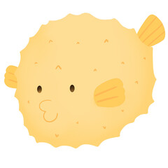 a cartoon puffer fish on transparent background