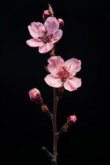 flower Photography, Cherry blossoms Akebono, Close up view, Isolated on black Background