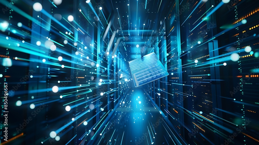 Poster SFTP secure file transfer protocol and backup data document management system exchange information and data with Internet cloud technology concept : Generative AI