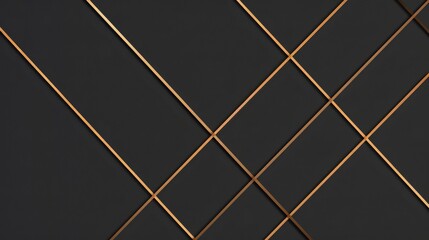 Sophisticated Minimalist Abstract Featuring Diagonal Gold Lines on a Black Background.