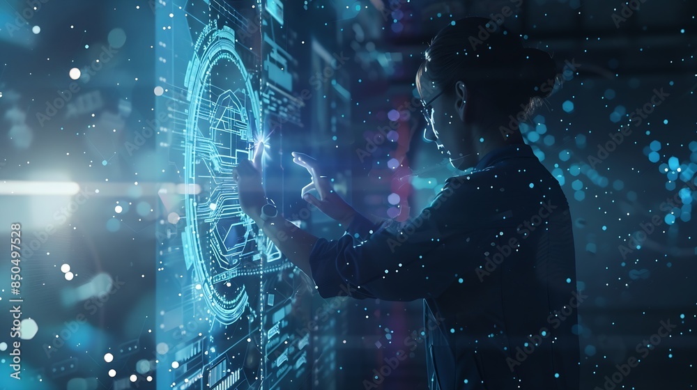 Fototapete Data Science and engineering digital technology tech background Software engineer working with database and big data analytics cloud computing with AI and data exchange innovation tech : Generative AI