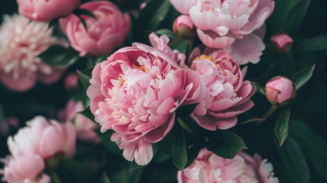 Close up of lovely pink peonies in bloom - Powered by Adobe