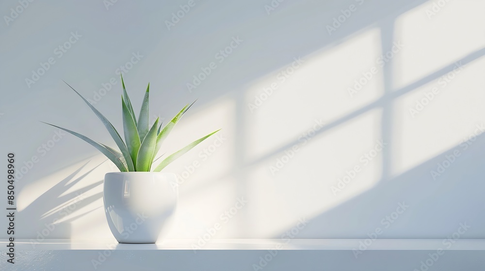 Poster background white shadow light plant room 3d counter display sunlight sun on kitchen bar wall podium 