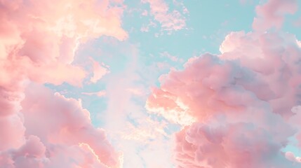 Light pink clouds in sunset blue sky Pastel colors of clouds sunrise sundown natural background : Generative AI