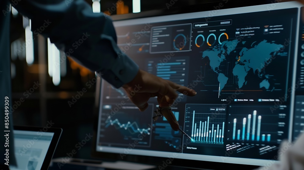 Leinwandbilder Businessmen use technology to manage data analysis dashboard report accounting financial and system information strategy growth platform business concept : Generative AI