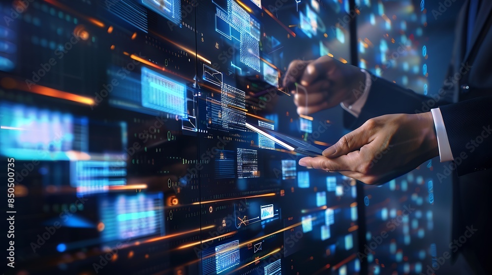 Fototapete SFTP secure file transfer protocol and backup data document management system exchange information and data with Internet cloud technology concept : Generative AI