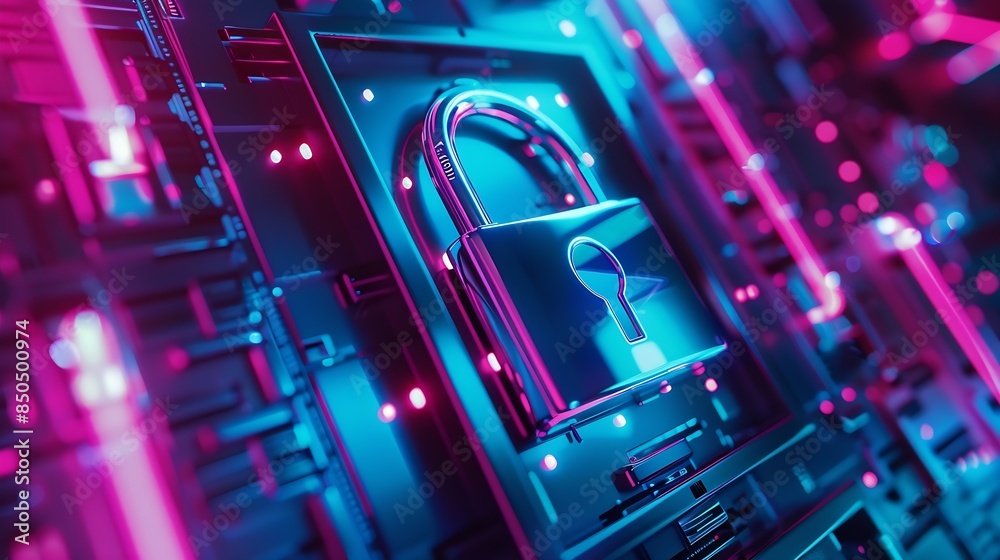 Poster cyber security concept Login User identification information security and encryption secure Internet access cybersecurity secure access to users personal information : Generative AI