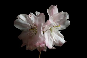 flower Photography, Cherry blossoms Yaezakura, Close up view, Isolated on black Background