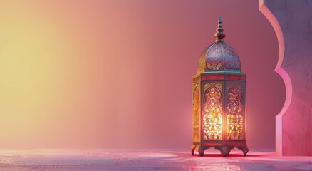 Fototapeta premium Ornate Lantern With Soft Light in a Festive Setting