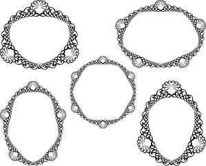 Set of ornate frames isolated on a white background. Vector illustration