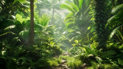 Enchanted Jungle Path. Nature's Green Sanctuary.