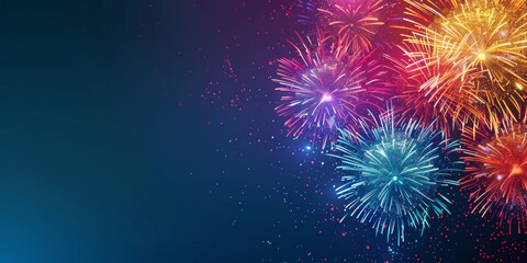 Colorful Fireworks Displaying Against Night Sky