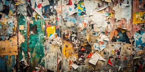 Edgy grunge abstract background with torn posters and urban debris , grunge, abstract, background, torn, posters, urban