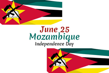 June 25, Independence day of Mozambique vector illustration. Suitable for greeting card, poster and banner 