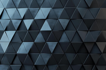 Fototapeta premium Dark grey black color, triangle geometry pattern background, metal grunge texture, interior wall, 3D effect.