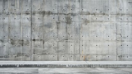 Image of a concrete wall with subtle patterns above a clean concrete floor, showing the intersection