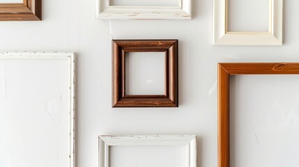Isolated photo Frames on White Backgrounds Antique Modern Wooden Frame Mockups : Generative AI