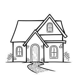 drawing of a house coloring page