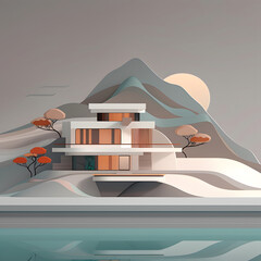 modern house by the water