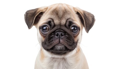 Fototapeta premium Adorable pug puppy portrait on white background