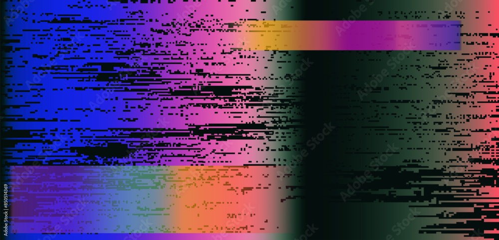 Aufkleber lo-fi glitched vector background with pixel rainbow ambient flickers.