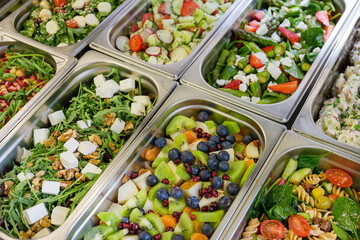 Salads in metal containers