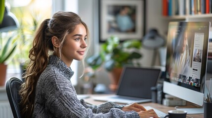An interview setup with a candidate and interviewer on a video call,