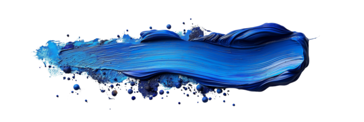A vibrant blue stroke of paint isolated