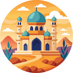 Vector flat vector Islamic mosque building