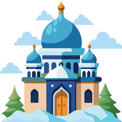 Vector flat vector Islamic mosque building