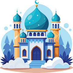 Vector flat vector Islamic mosque building