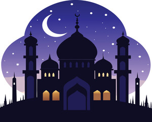 Vector flat vector Islamic mosque building