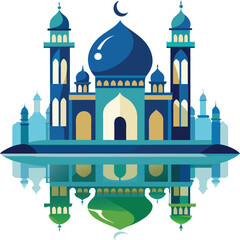Vector flat vector Islamic mosque building