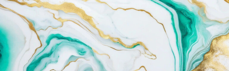 Luxurious marble wallpaper background. Luxury marble texture with gold glitter and aqua green tone. Aqua ocean blue marbling with natural luxury style swirls of marble and gold powder geode pattern.