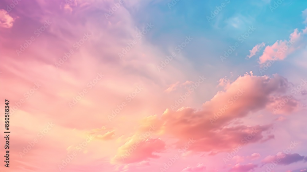 Poster Colorful cloudy sky at sunset Gradient color Sky texture abstract nature background : Generative AI