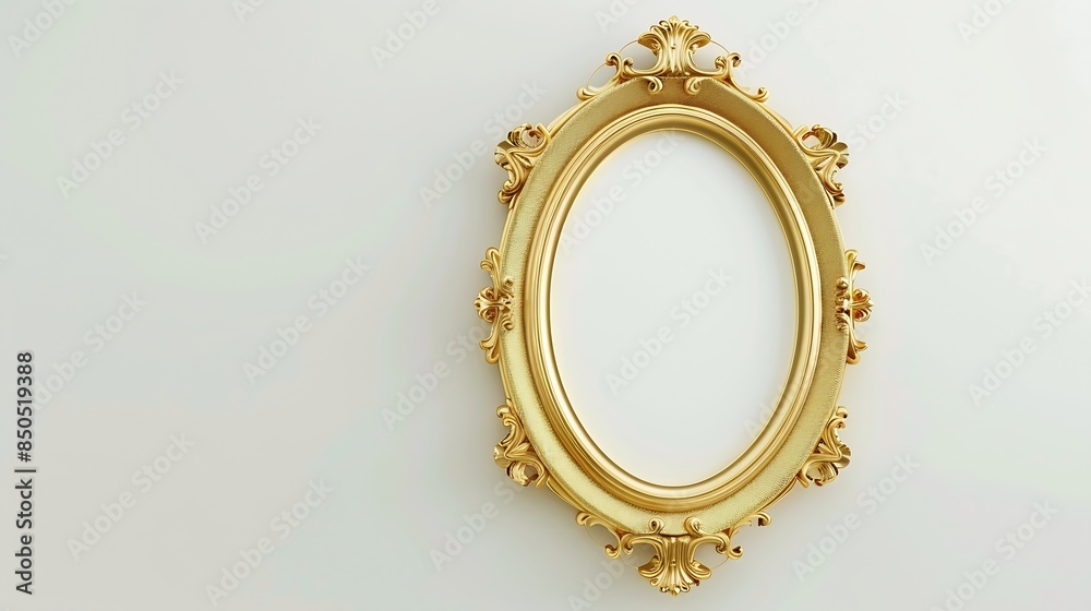 Poster Gold picture frame Isolated path and over white background : Generative AI