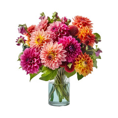 Dahlia flower bouquet arrangement bold color png