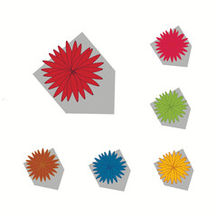 Flower sign illustration. Vector. Set of icons with flat shadow Vecto