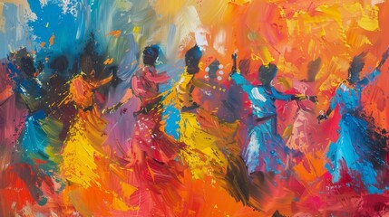Impressionistic Diwali with bold brushstrokes and vibrant splashes of color backdrop
