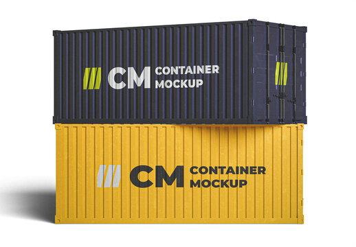 Shipping Container Set Mockup