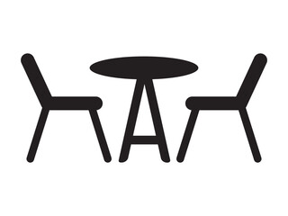 terrace cafe vector icon, Street table with chairs icon set