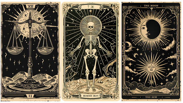 Antique tarot card, occult vintage background