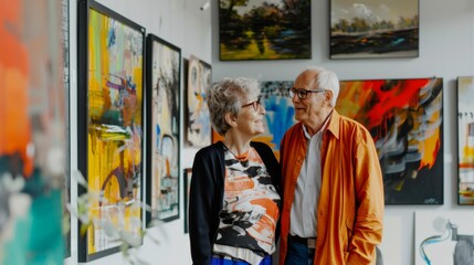 Senior Couple Visiting Art Exhibition