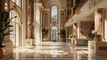 Obraz premium Interior space of a museum luxury architecture with wonderful design