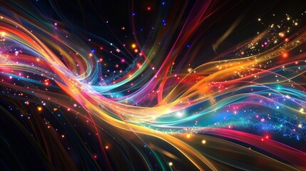 Vivid hues and sparkling particles capturing Black Friday dynamism backdrop