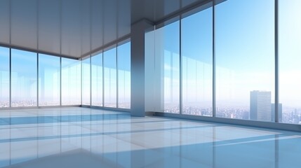 morning view to perspective glass building