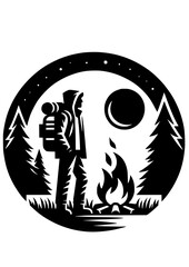 Camping Icon Set, Camping Silhouette, Camper SVG, Marshmallow SVG, Mountains SVG, Bonfire SVG, Camping Clipart, Camping Cut file for Cricut